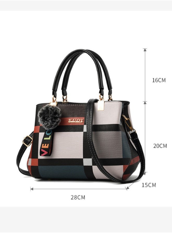 Fashion Sequined Handbag Hairball Ornaments Totes Commuter Women's Bag, Color Black