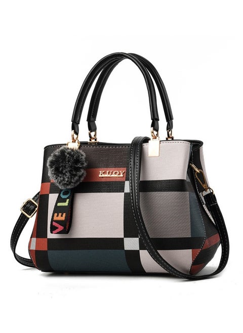 Fashion Sequined Handbag Hairball Ornaments Totes Commuter Women's Bag, Color Black