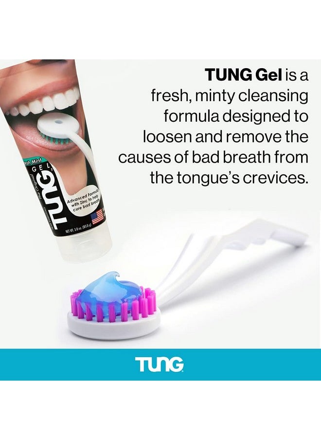 Peak Essentials The Original TUNG Brush - Tung Tongue Brush & Gel Kit | Tongue Cleaner For Adults | Tongue Scraper To Fight Bad Breath And Halitosis | Mouth Odor Eliminator | Fresh Mint | Made In America (Set Of 1) - Image 1