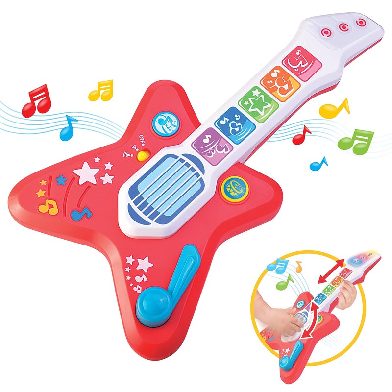 Hap-p-kid HAPPKID Magic Touch Guitar Toddler Light Up Music Toy with Volume Control Infant Touch Sensor Musical Instrument 3 Modes of Play Kids Toy Gifts for 12 18 24 Month 1 2 3 Year Old Boys Girls - Image 4