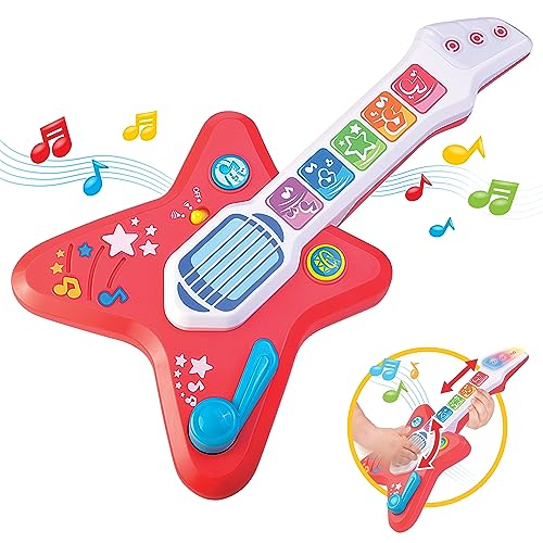 Hap-p-kid HAPPKID Magic Touch Guitar Toddler Light Up Music Toy with Volume Control Infant Touch Sensor Musical Instrument 3 Modes of Play Kids Toy Gifts for 12 18 24 Month 1 2 3 Year Old Boys Girls - Image 1