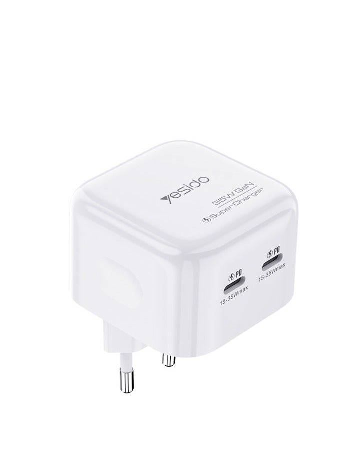 يسيدو YESIDO GAN CHARGER USB C Plug 35W Dual USB C شاحن سريع قابس محول الطاقة - Image 2