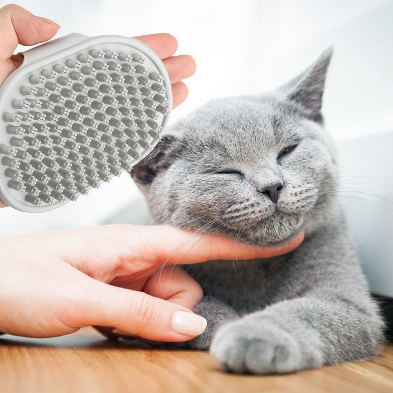 🐾 فرشاة استحمام للكلاب للعناية بالحيوان الأليف ٢ قطع رمادي من مادة آر - Image 5