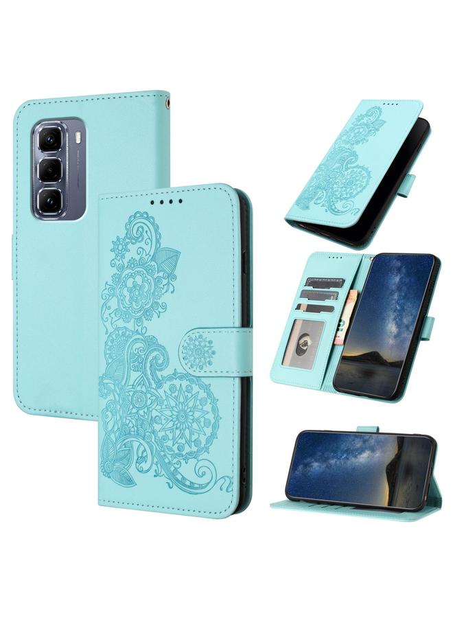 Zaboon Case For Infinix Hot 50 Pro 4G Datura Flower Embossed Flip Leather Phone Case - Image 1