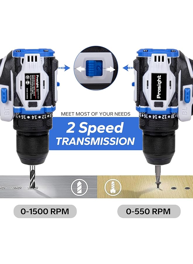 إيروريكس مجموعة مثقاب كهربائية بدون فرشاة 58 فولت مع بطاريتين وشاحن، 3 رؤوس مثقاب كهربائية مقاس 8 بوصات، 25 إعدادًا لعزم الدوران، 2 رؤوس مثقاب متغيرة السرعة مع ضوء LED، متضمنة - Image 5