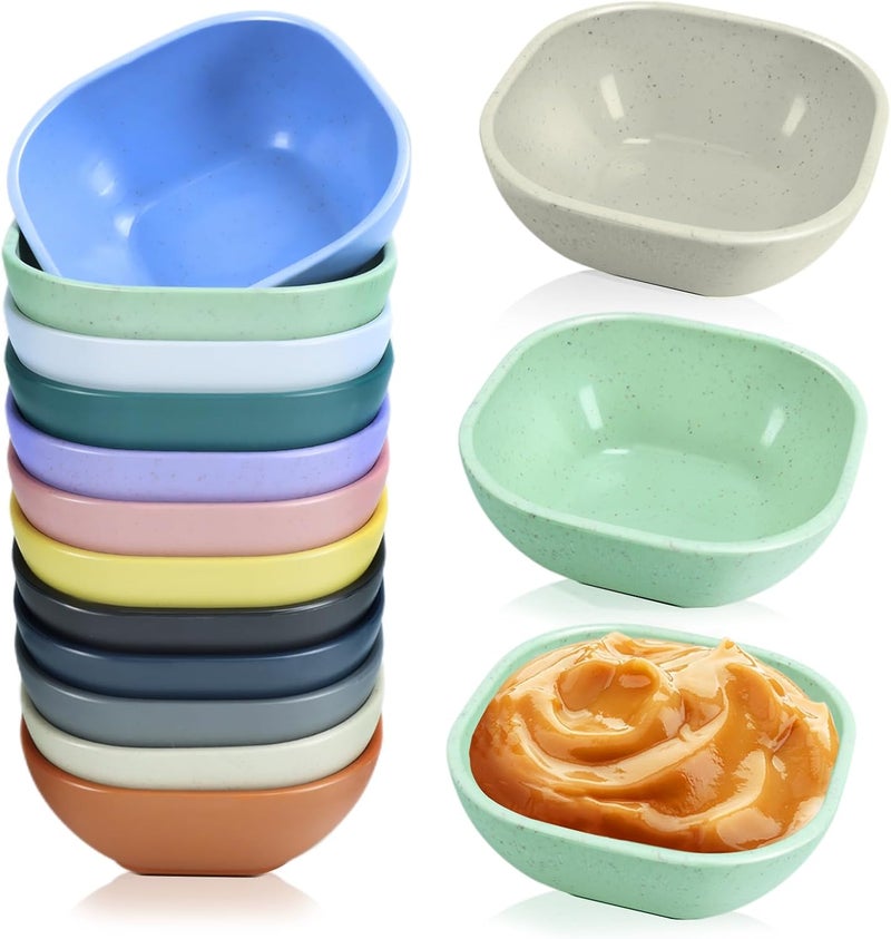 TKOnline 12 Pack 45 OZ Small Wheat Straw Dipping Bowls Unbreakable Dessert and Side Dish Bowls for Ketchup Nuts Sauces Dips Condiments - Image 1