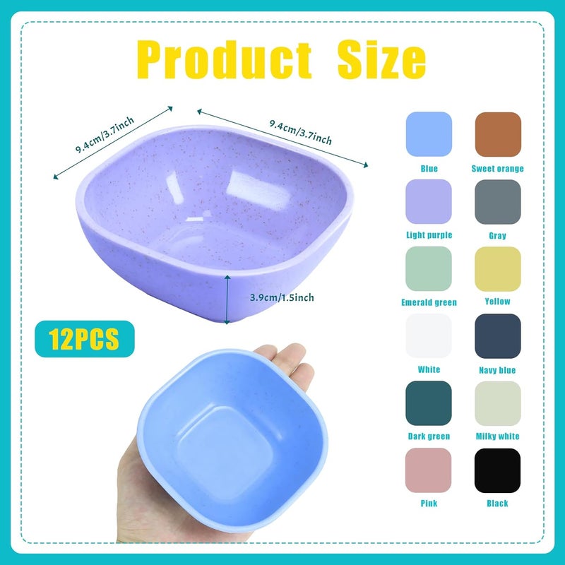 TKOnline 12 Pack 45 OZ Small Wheat Straw Dipping Bowls Unbreakable Dessert and Side Dish Bowls for Ketchup Nuts Sauces Dips Condiments - Image 2