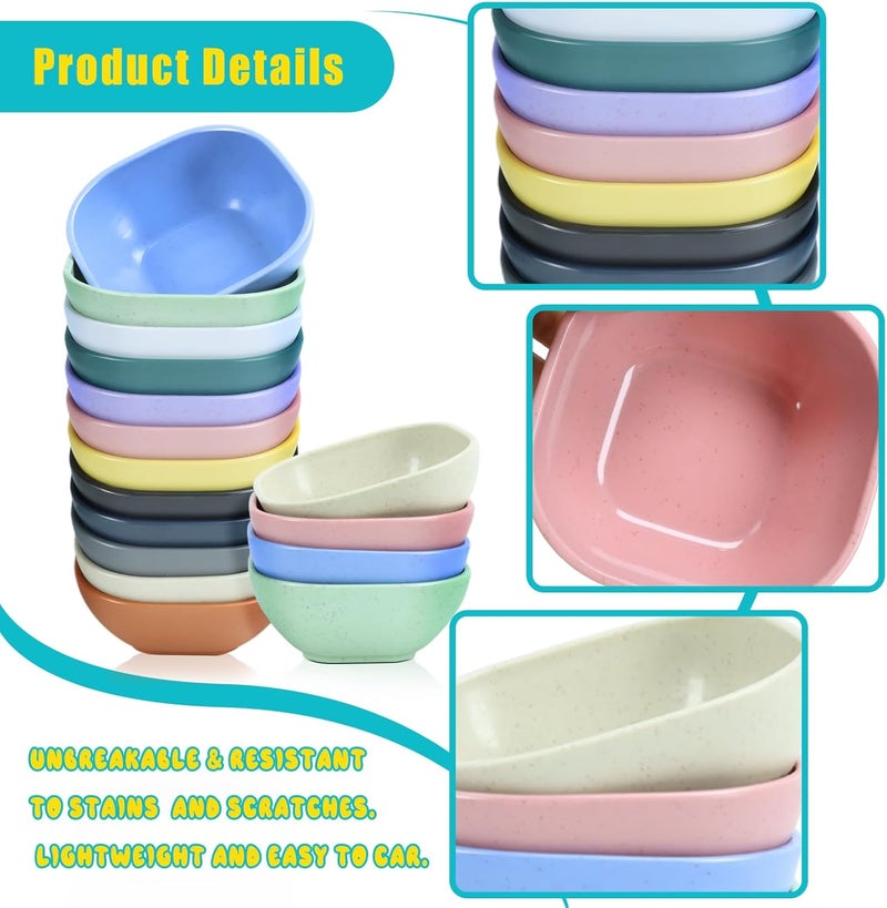 TKOnline 12 Pack 45 OZ Small Wheat Straw Dipping Bowls Unbreakable Dessert and Side Dish Bowls for Ketchup Nuts Sauces Dips Condiments - Image 3