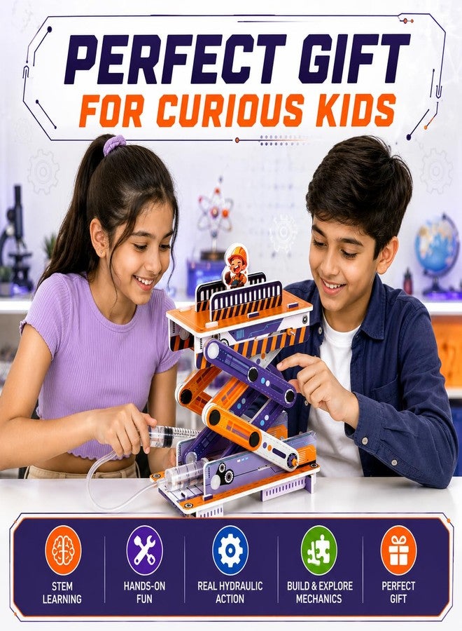 كيت 4 كيوريس لعبة Kit4Curious® لبناء منصة رفع هيدروليكية للأطفال من عمر 6 سنوات فما فوق | ابنِ مصعدك الهيدروليكي بنفسك | نموذج تعليمي لرافعة مقصية تعمل بالماء | مجموعة أدوات العلوم والهندسة STEM للأولاد والبنات - Image 5