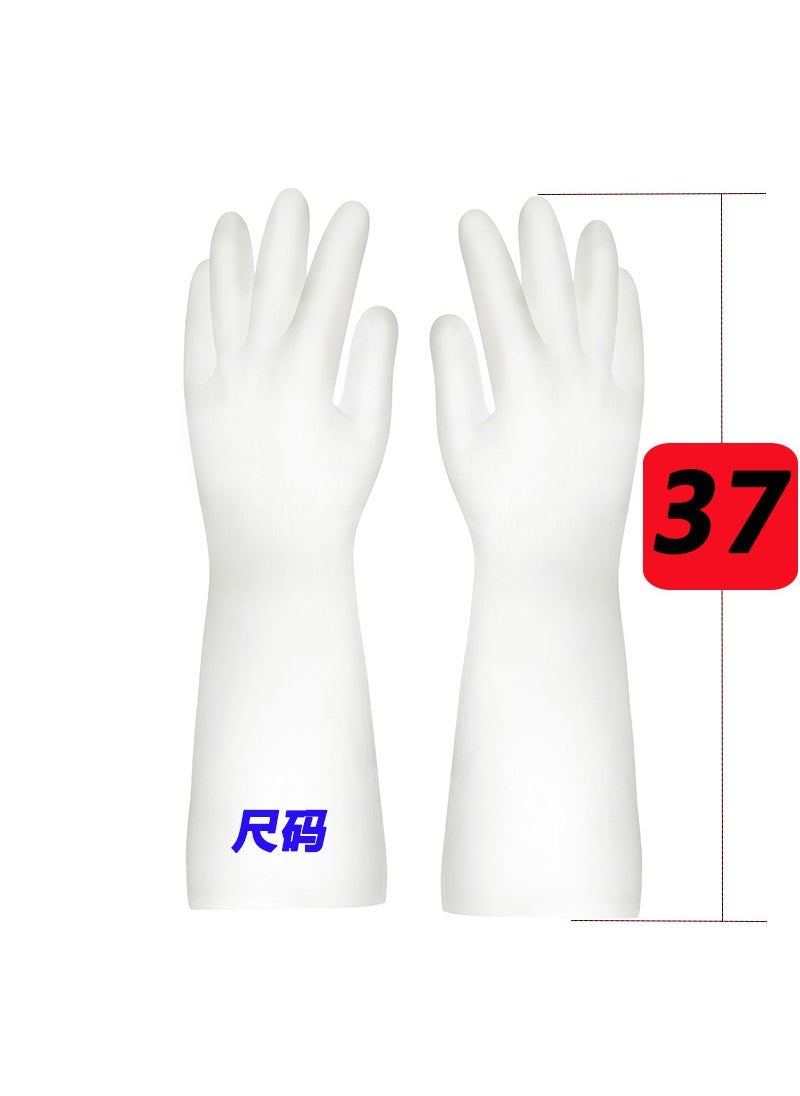 Durable Thin Kitchen Cleaning Rubber Gloves 37 Long Nitrile Gloves White 