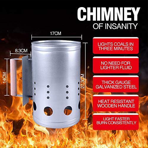 homenote Rapid Charcoal Chimney Starter Set Fireplace Accessories Lighter Cubes BBQ Heat Resistant Gloves Blower BBQ Tools（11.5" x 7" x 7"） - Image 2