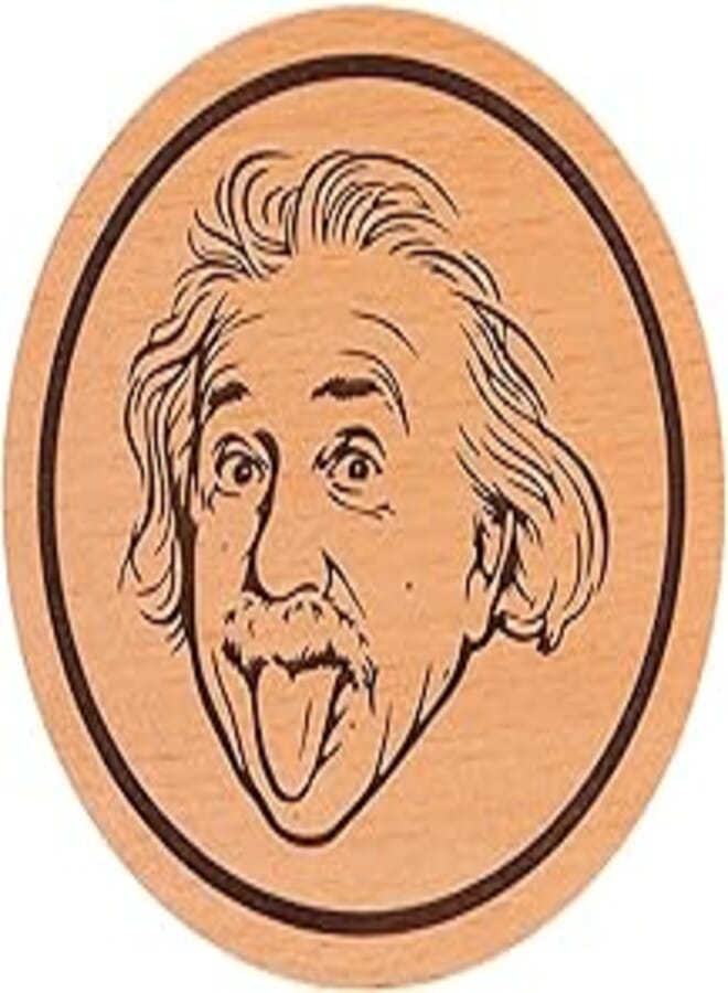 Laser Crafts Albert Einstein Logo Laser Engraved 3.5" Diameter Wooden Coaster