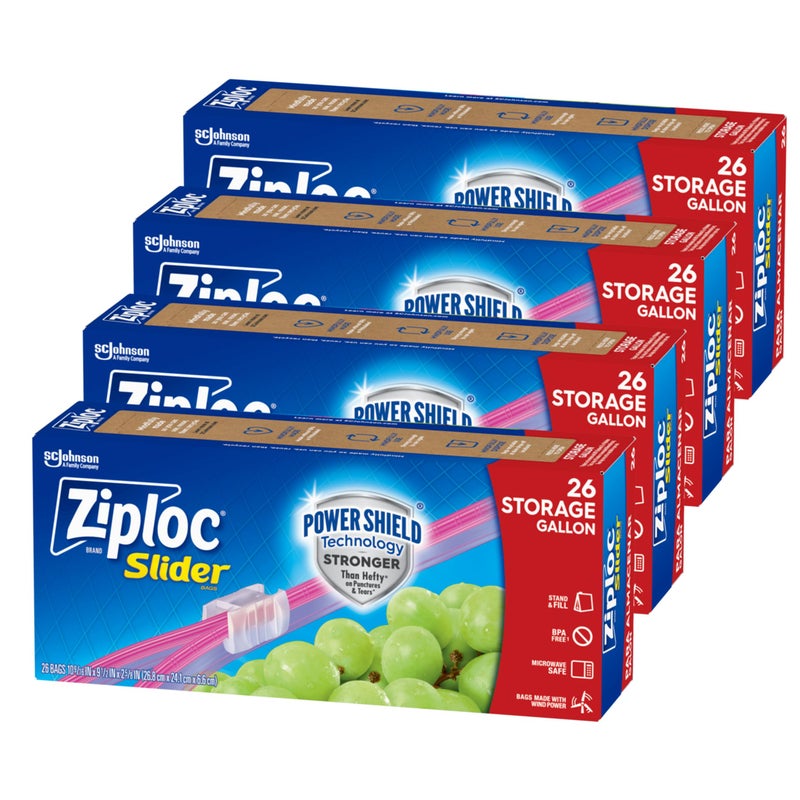 Ziploc Ziploc Gallon Food Storage Slider Bags Power Shield Technology for More Durability 104 Bags Total