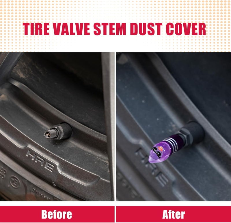 Rislobx 4Pcs Tire Valve Stem Cap Cover for Car SUV Truck, Valve Cover with Funny Duck Sunglasses, Decorative Tire Valve Caps Wheel Accessories (Purple Sunglasses Duck) - Image 3