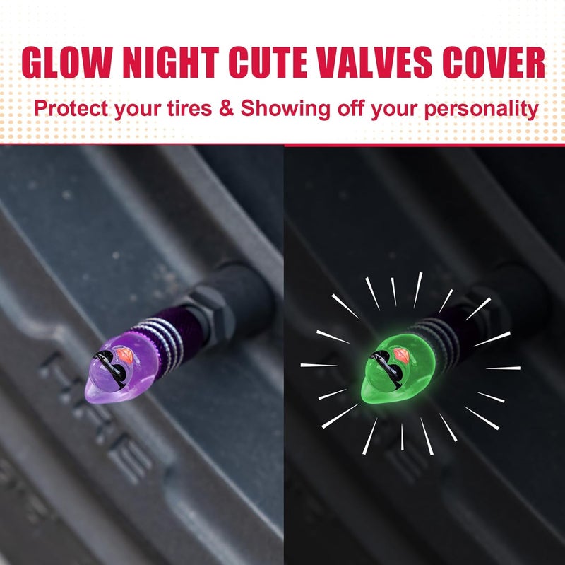 Rislobx 4Pcs Tire Valve Stem Cap Cover for Car SUV Truck, Valve Cover with Funny Duck Sunglasses, Decorative Tire Valve Caps Wheel Accessories (Purple Sunglasses Duck) - Image 4