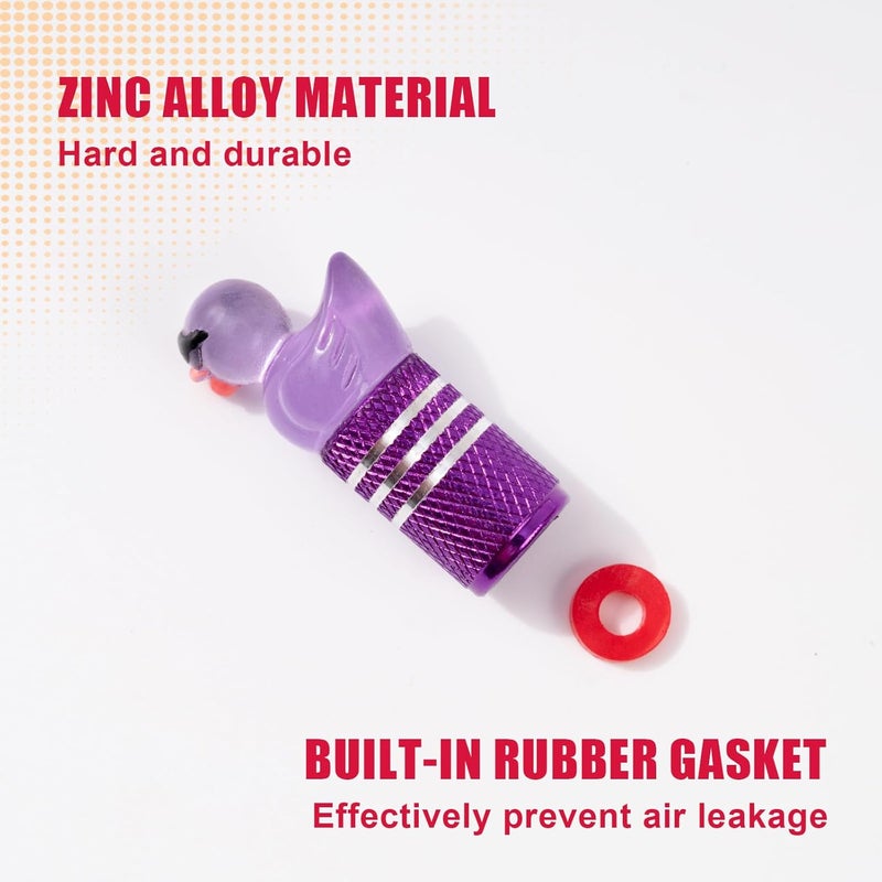 Rislobx 4Pcs Tire Valve Stem Cap Cover for Car SUV Truck, Valve Cover with Funny Duck Sunglasses, Decorative Tire Valve Caps Wheel Accessories (Purple Sunglasses Duck) - Image 2