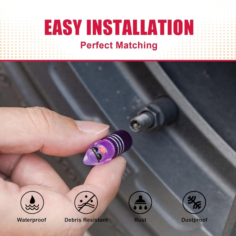 Rislobx 4Pcs Tire Valve Stem Cap Cover for Car SUV Truck, Valve Cover with Funny Duck Sunglasses, Decorative Tire Valve Caps Wheel Accessories (Purple Sunglasses Duck) - Image 5