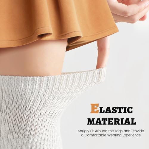 Pleneal Thigh High Socks - 2 Pairs Women's Thigh High Over Knee Socks Leg Warmers, Black & White - Image 4