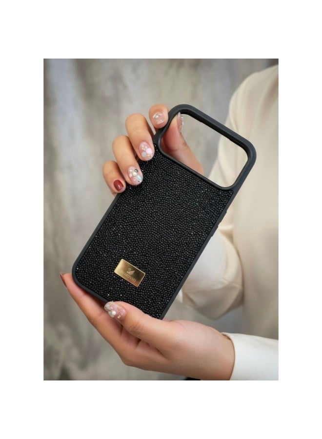 SWAROVSKI iPhone 17 Pro Max Black Swarovski Crystal Fabric Case