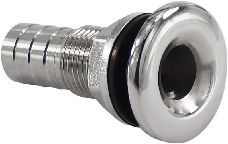 keehui 316 Stainless Steel Durable Combo Stainless Steel Thru-Hull Fitting w/Nut with Custom Gasket Boat Plumbing Fittings for Boats, Yachts, Marine - Image 1