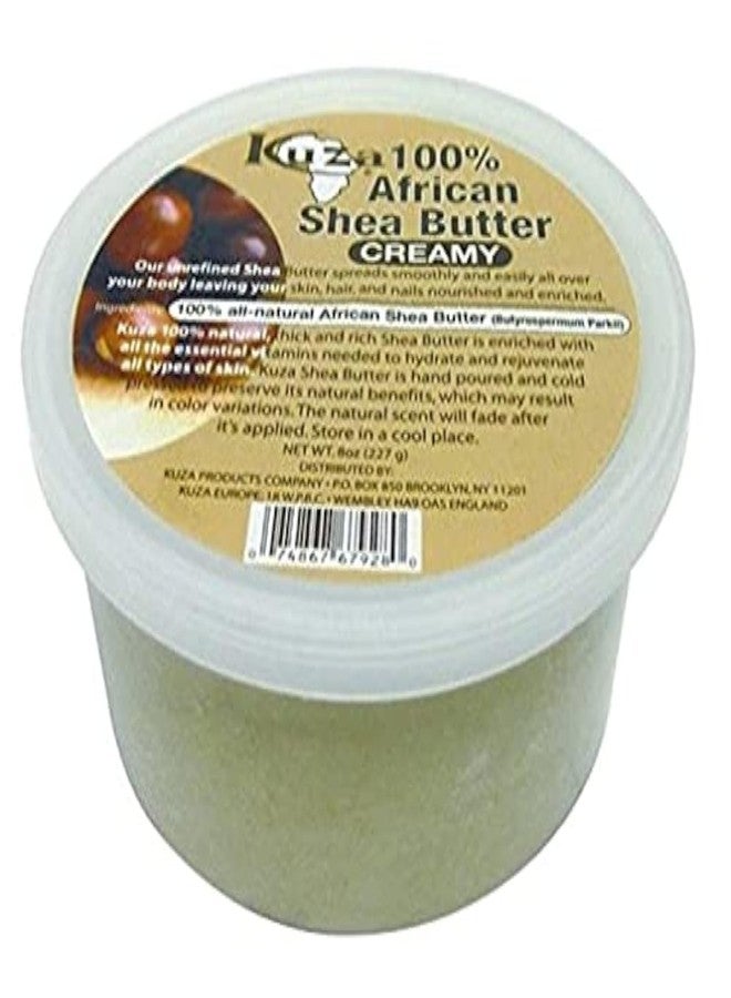 Kuza 100% African Shea Butter - Creamy, White - for Skin, Hair and Nails, 8 oz - Image 1