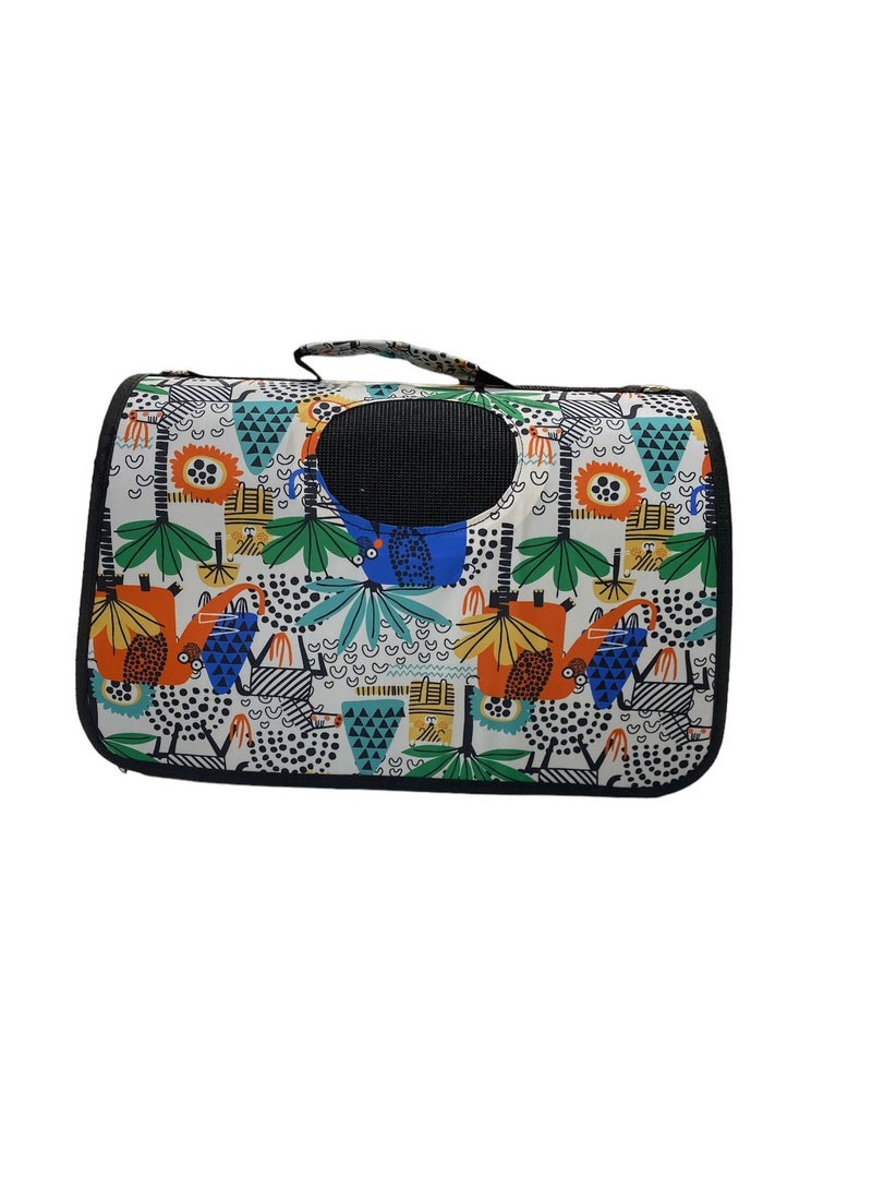 HAPPY PUSS Outdoor pet bag: pet handbag, pet shoulder bag. Travel carrier for cats and dogs. jungle design-large size.  - Image 1