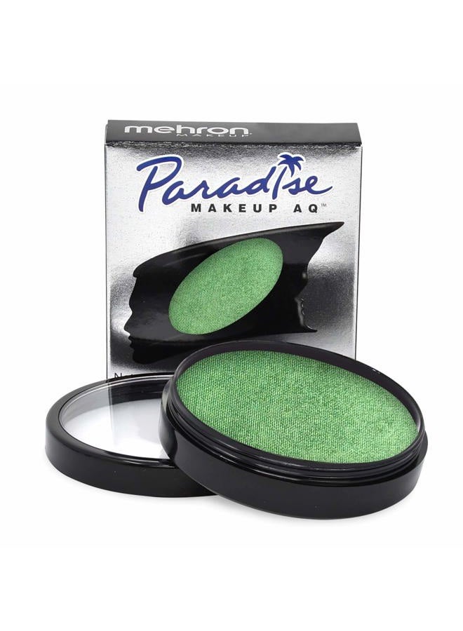 mehron Makeup Paradise Makeup AQ Pro Size | Stage & Screen, Face & Body Painting, Special FX, Beauty, Cosplay, and Halloween | Water Activated Face Paint & Body Paint 1.4 oz (40 g) (Metallic Green) - Image 1