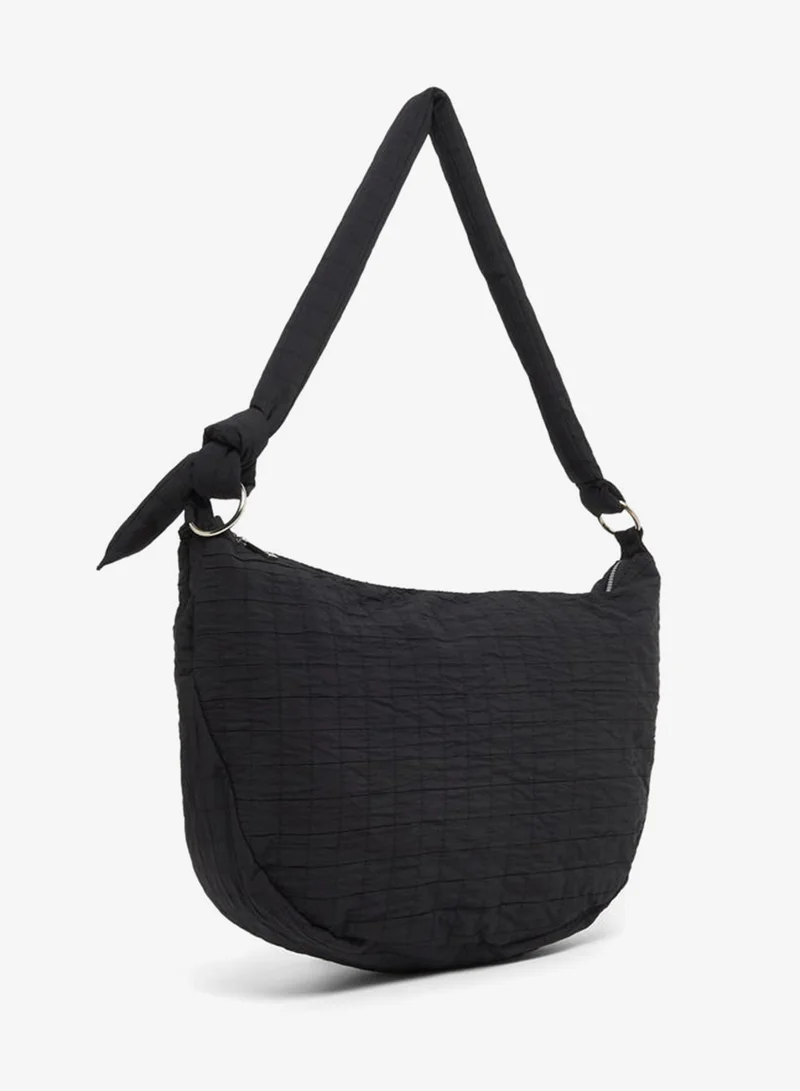 Styli Styli Textured Shoulder Bag with Zip Closure