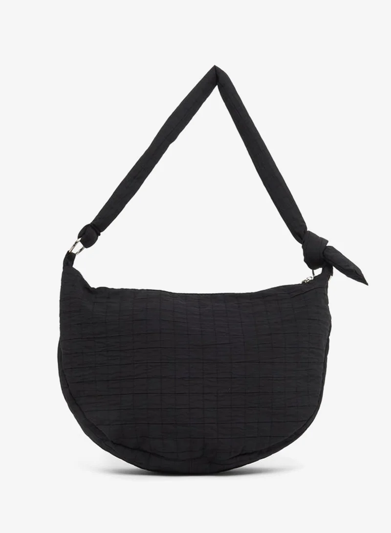 Styli Styli Textured Shoulder Bag with Zip Closure
