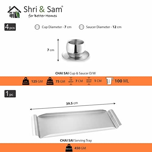 Shri & Sam Stainless Steel Countertop Solid Shelf Double Wall Chai Shai Combo of 2 - Image 3