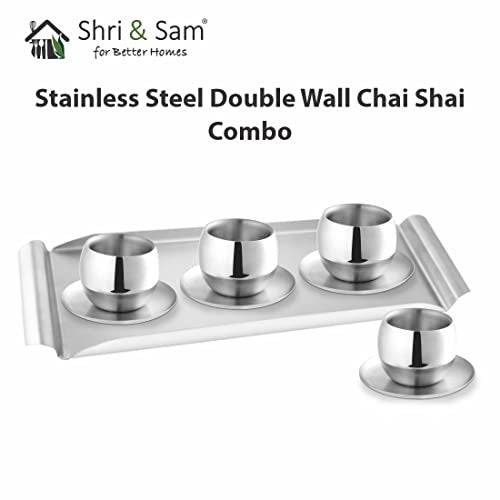Shri & Sam Stainless Steel Countertop Solid Shelf Double Wall Chai Shai Combo of 2 - Image 5