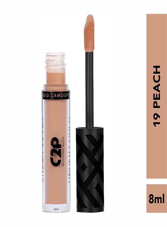 C2P PROFESSIONAL MAKEUP Pro Under Cover Long-Wear Liquid Concealer | High-Coverage, Natural-Looking Finish, Oil-Free, Waterproof | Neutralizes Dark Circles, Puffiness, Fine Lines (Peach 19, 08 ml) - Image 2