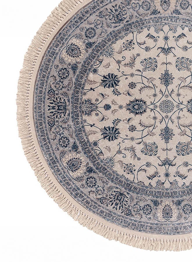 In-House Wooded Design Turkish Round Decorative Carpet - Grey - 120x120 cm - Image 4