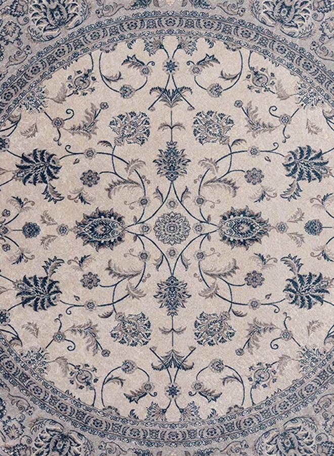 In-House Wooded Design Turkish Round Decorative Carpet - Grey - 120x120 cm - Image 5