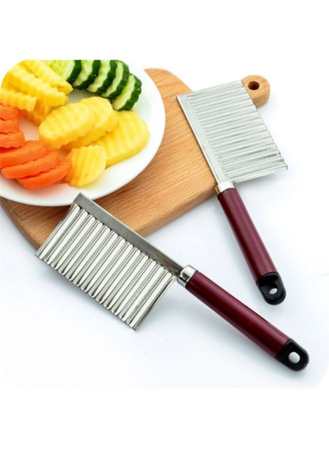 Sharpdo Multifunctional Stainless Steel Corrugated Cutting Knife Silver/Red 22x6x1cm - Image 3