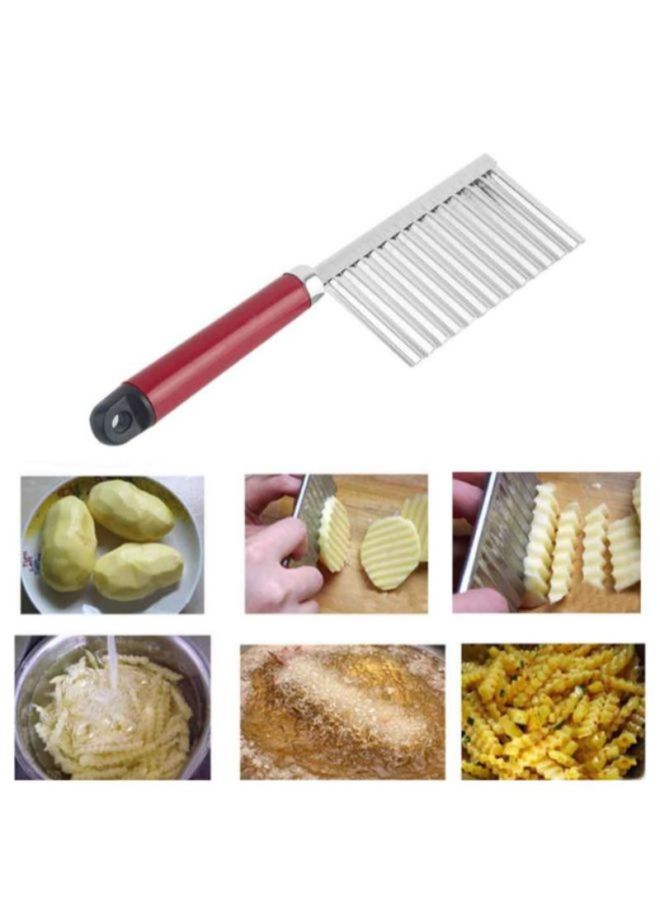 Sharpdo Multifunctional Stainless Steel Corrugated Cutting Knife Silver/Red 22x6x1cm - Image 4