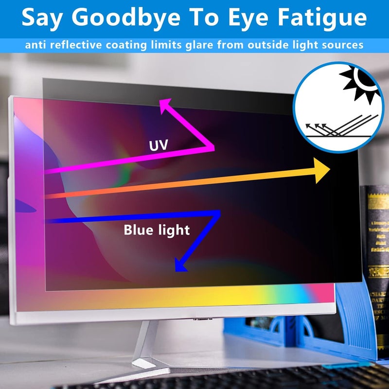 Halloive Computer privacy screen 22 inch, Removable 16:10 Aspect Ratio Widescreen Laptop Monitor,Eye Protection Anti Glare Blue Light Slide Mount Tabs Cover Screen Protector for privacy screen filter 22 inch - Image 5
