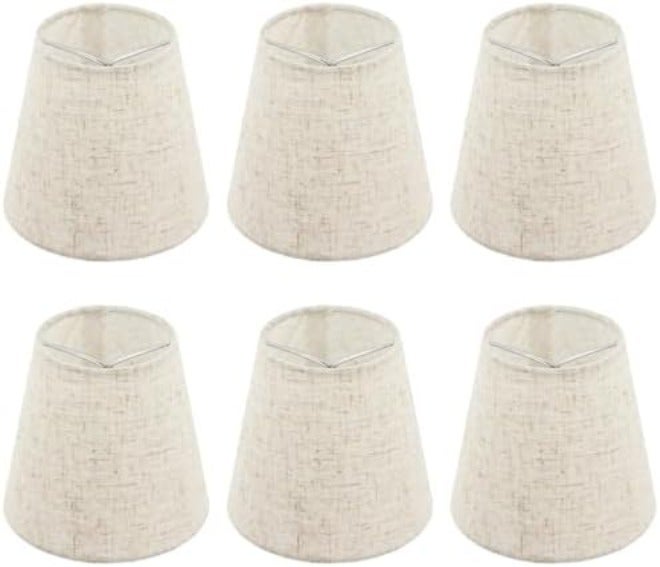 Lnrueg Set of 6 Chandelier Lamp Shades 5 Inch, Mini Barrel Lampshades Clip On for Table Lamp Wall Lamp Replacement, Natural Linen Mini Lamp Shade, 3.5x5x5.5in (Top Height  Bottom) - Image 3
