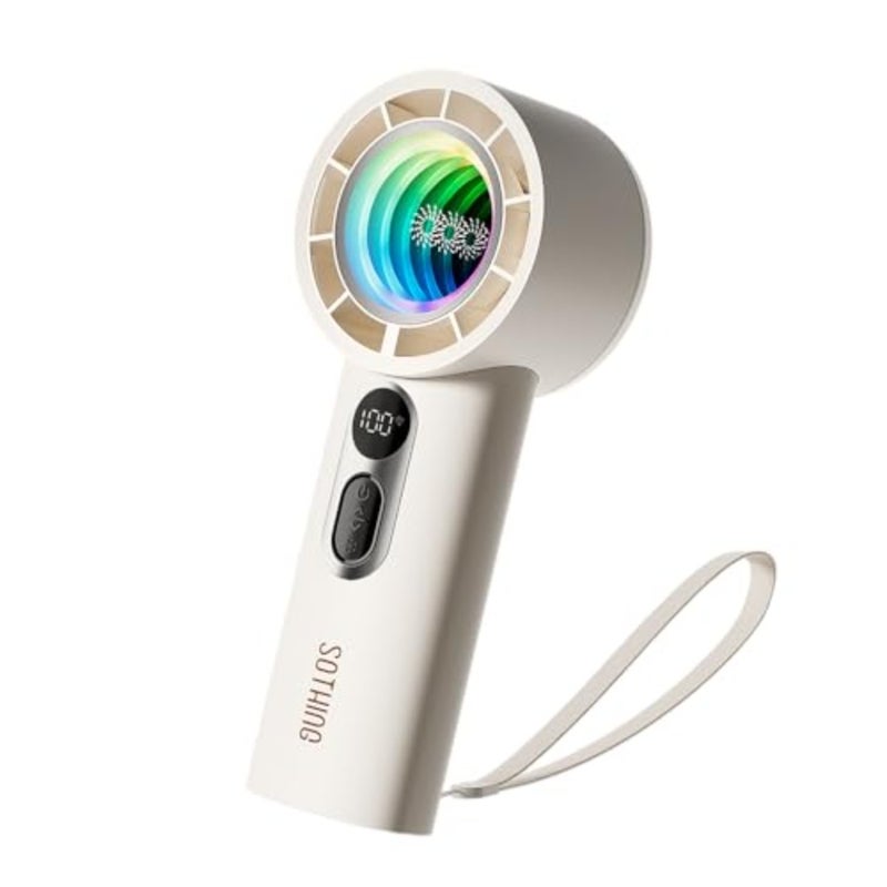 Portable Handheld Fan with Dynamic RGB Light, Small Rechargeable Personal Fan, 1-100 Speeds, Up to 23.7 ft/s Airflow, Up to 12H Runtime, 7-Blade Quiet Fan with Digital Display - Image 3