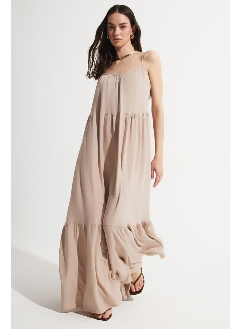 JUNE Women's 100% Viscose Gathered Detailed Strappy Maxi Dress - Image 5