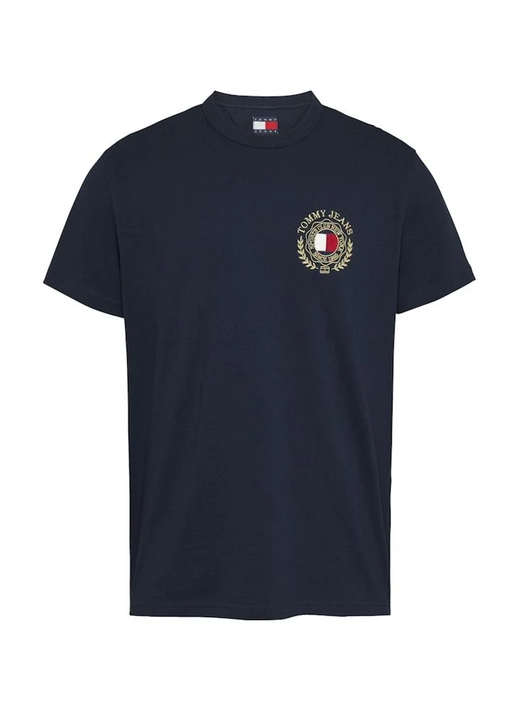 تومي جينز Logo Print  Crew Neck T-Shirt