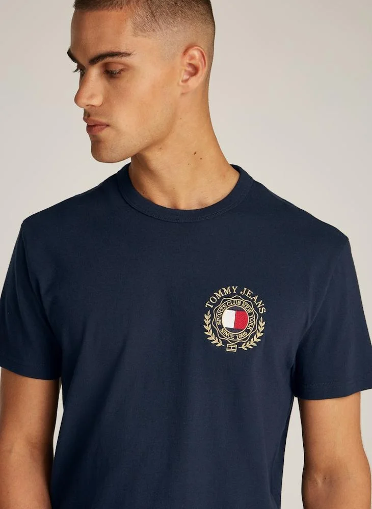 تومي جينز Logo Print  Crew Neck T-Shirt