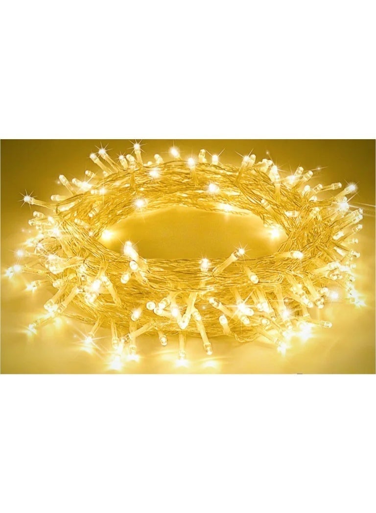 سلسلة إضاءة LED لون أبيض دافئ، 8 أوضاع، زينة داخلية وخارجية – 10  متر و 50 متر و100 متر - Image 1