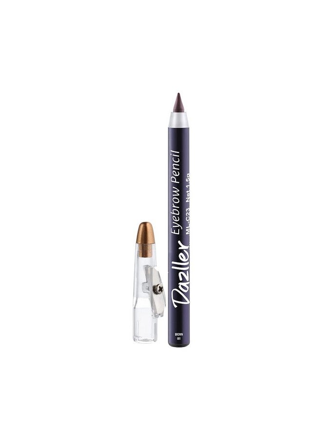 DAZLLER Eyebrow Pencil With Sharpener|Water-Resistant|Long Stay|Creamy Wax Formula|Infused With Carnauba & Castor Oil|Brown-1|Pack Of 6|9G - Image 1