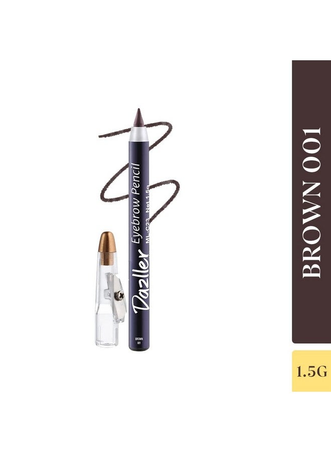 DAZLLER Eyebrow Pencil With Sharpener|Water-Resistant|Long Stay|Creamy Wax Formula|Infused With Carnauba & Castor Oil|Brown-1|Pack Of 6|9G - Image 2