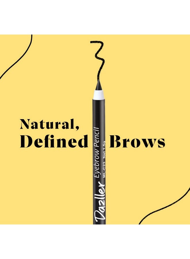 DAZLLER Eyebrow Pencil With Sharpener|Water-Resistant|Long Stay|Creamy Wax Formula|Infused With Carnauba & Castor Oil|Brown-1|Pack Of 6|9G - Image 3