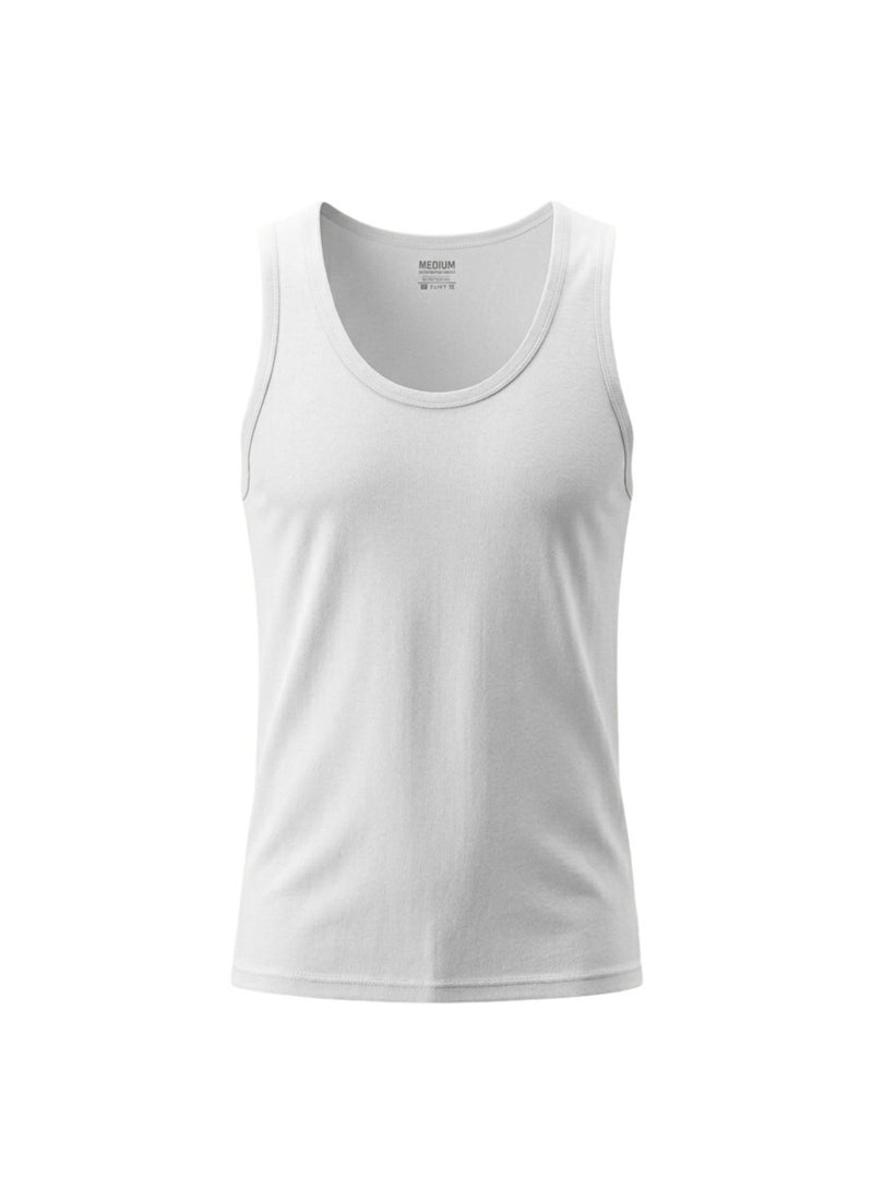 Dice Men's 100% Cotton Tank Tops 6-Pack, Multicolour, Sleeveless Undershirts, White, Black, Navy, Grey - Image 2