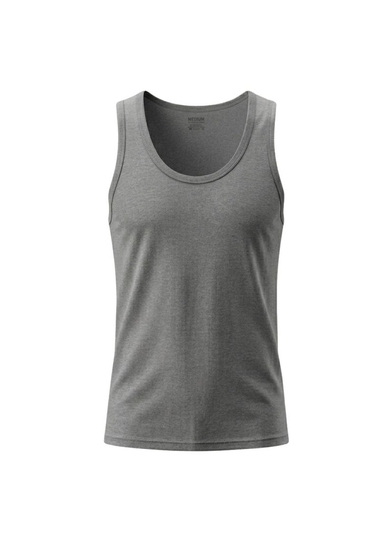 Dice Men's 100% Cotton Tank Tops 6-Pack, Multicolour, Sleeveless Undershirts, White, Black, Navy, Grey - Image 3