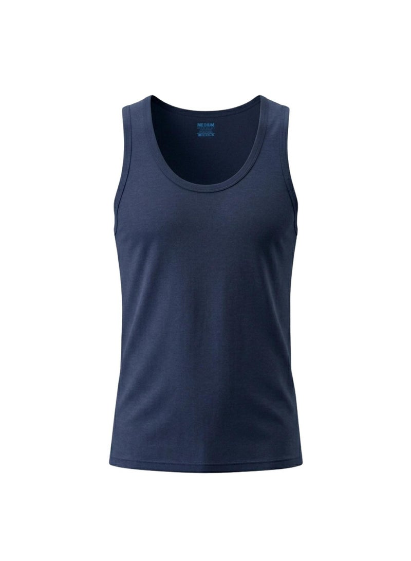 Dice Men's 100% Cotton Tank Tops 6-Pack, Multicolour, Sleeveless Undershirts, White, Black, Navy, Grey - Image 4