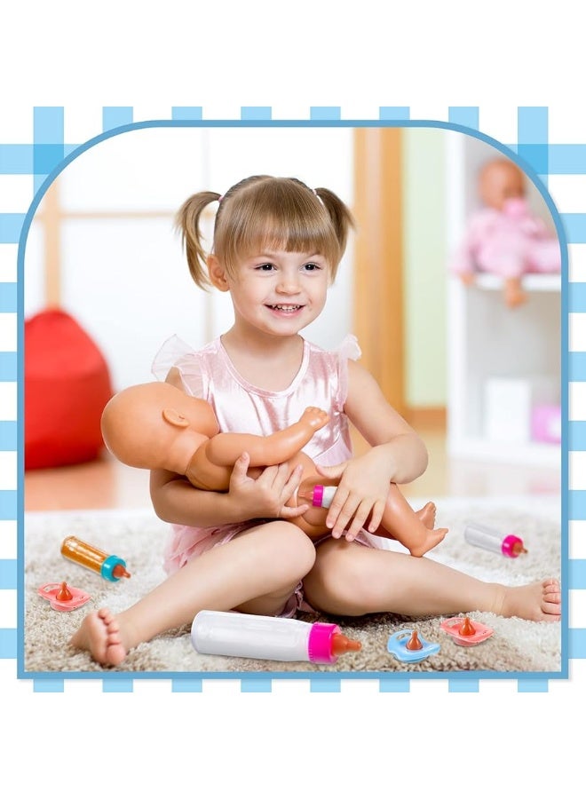 Seematn مجموعة إطعام دمى مختفية مكونة من 7 قطع زجاجات دمى الأطفال زجاجات الحليب والعصير مع مصاصة لعبة ملحقات دمى الأطفال لعبة زجاجة للملحقات الدمى - Image 3